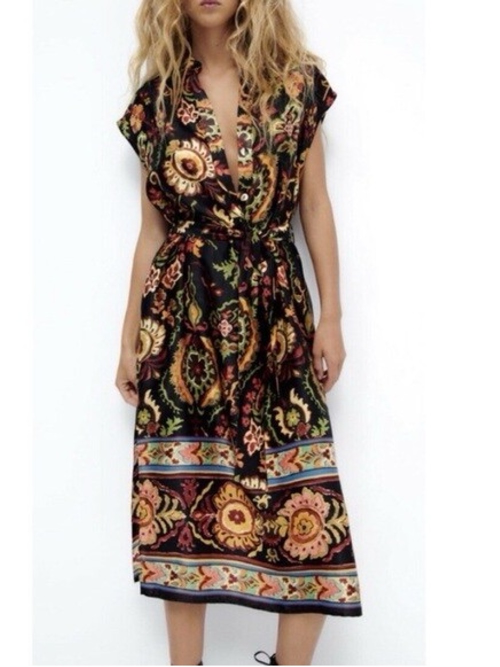 Zara Printed Tunic Midi Dress
